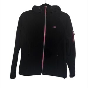 NEW BALANCE Fleece Jacket Women's Size Small Black Pink Ombre Soft Shell  Hood